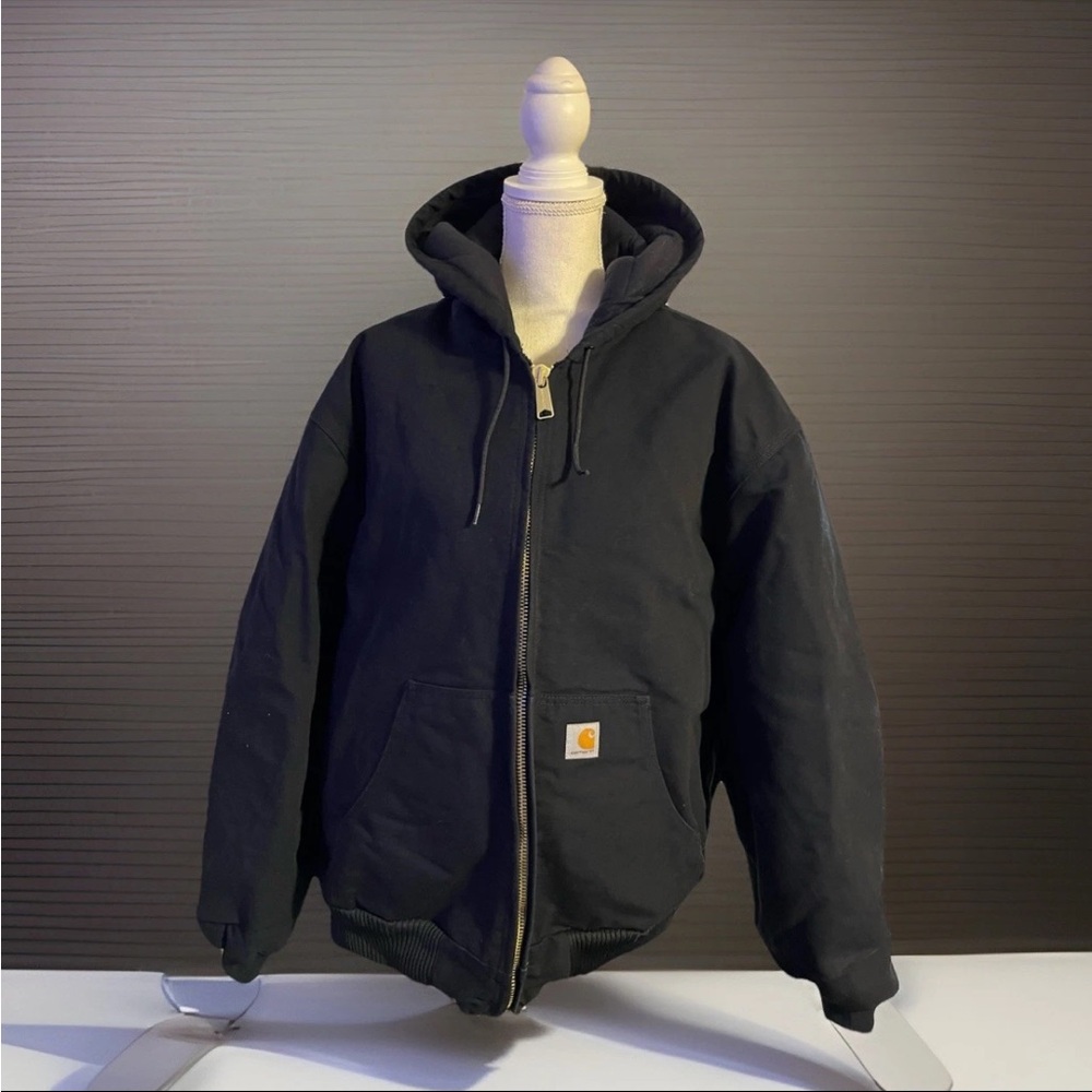 Carhartt Men's J140 Firm Duck Active Wear Hooded Jacket Black Size 2XL